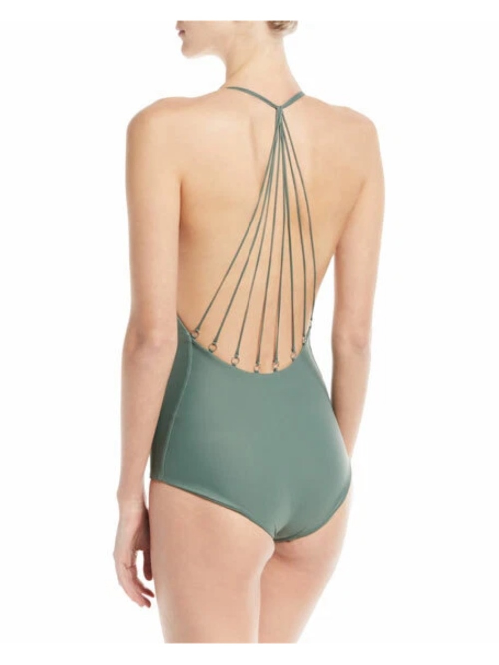 NWT MIKOH Makaha Multi String Racerback One Piece Swimsuit in Sage - Size Medium